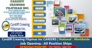 Vacancy at Container & Tanker Vessel in Philippines