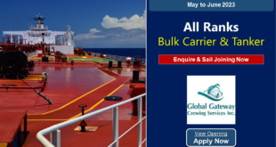 Vacancy at bulk carrier and tanker filipino