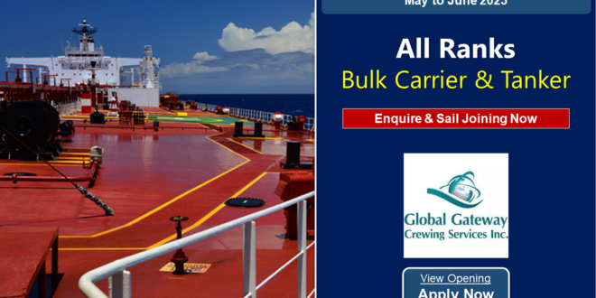 Vacancy at bulk carrier and tanker filipino